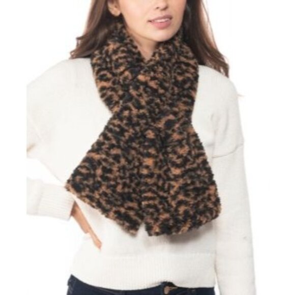 INC Womens Sherpa‎ Leopard Muffler Scarf Tan O/S - Picture 1 of 1
